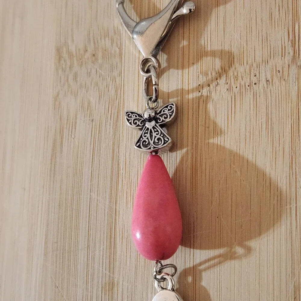 Hand Crafted Angel Purse Charm Granddaughter Personalized Charm Pink
